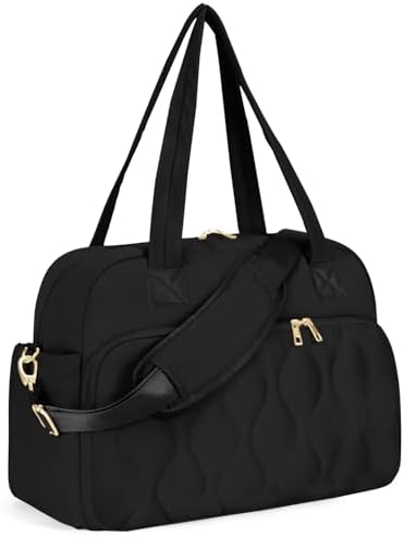 Wandering Nature 17x13x8 Personal Item Bag, Puffer Small Duffle bag for Travel with 14'' Laptop Compartment & Wet Pocket, Lightweight Carry on Weekender Duffle, Gourd Pattern