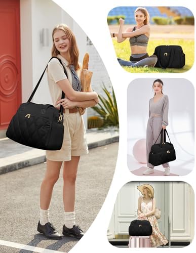 Wandering Nature 17x13x8 Personal Item Bag, Puffer Small Duffle bag for Travel with 14'' Laptop Compartment & Wet Pocket, Lightweight Carry on Weekender Duffle, Gourd Pattern - Image 6