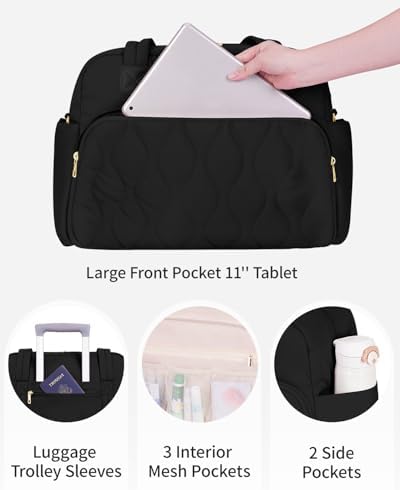Wandering Nature 17x13x8 Personal Item Bag, Puffer Small Duffle bag for Travel with 14'' Laptop Compartment & Wet Pocket, Lightweight Carry on Weekender Duffle, Gourd Pattern - Image 4