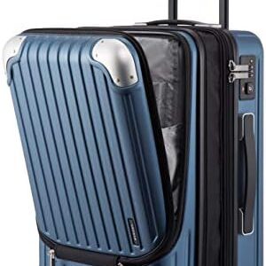 LEVEL8 Grace Carry on Luggage Airline Approved, 20 Inch Expandable Hard Sided Luggages with Spinner Wheels, Harshell Small Rolling Suitcase for Women Men with Tsa Lock, Blue