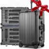 【Aluminum Alloy】Wine Suitcase for Airplanes 12 Bottle,Wine Luggage 28in Made Pure PC,TSA Lock,45lb,Air Transportation No Additional Cost,20cm Thick Pearl Cotton, Aluminum Frame Anti-Collision Edge ﻿ ﻿